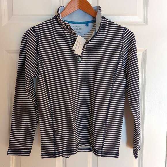 NWT Kid's Crewcuts Navy White Striped Performance Pullover Sweatshirt - Picture 2 of 13